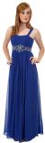 Empire Waist Formal Dress with Bead Accent in Royal Blue